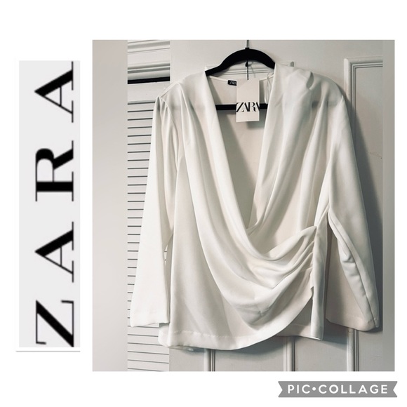 White Draped Top Figure Flattering Style NWT Size XL - Picture 1 of 8